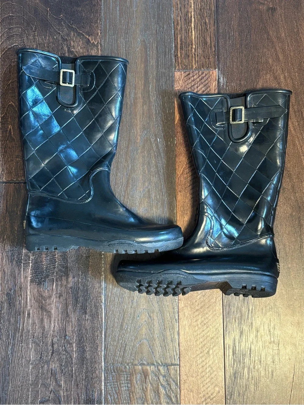 Sperry Top-Sider Pelican III Black Quilted Tall Rain Boots Women's Size 8